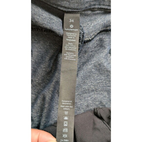 Lululemon ABC Pant Mens 34x26 Slim Tech Canvas Heathered Deep Navy Blue M5609S - Picture 2 of 9